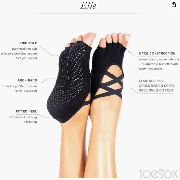 NWT Elle Toesox Medium Black - Picture 4 of 5